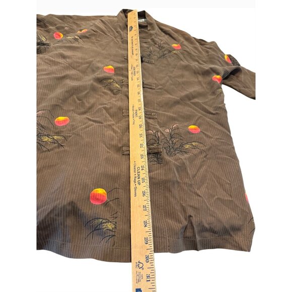 Chicos Silk kimono Artsy Asian-Inspired print 1 Mandarin Collar Long Tunic Y2k - Picture 2 of 12